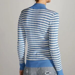 Scotch & Soda Striped Mock Neck Sweater Blue and White